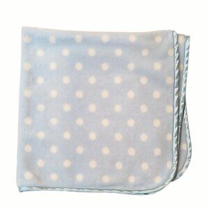 2010 Baby Essentials Blue White Polka Dot Baby Lovey Security Blanket 28" X 31"